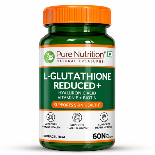 L-Glutathione Reduced+ | With Hyaluronic Acid, Vitamin E & Biotin | 60 Veg Tablets