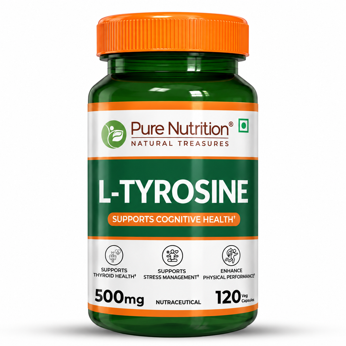 L-Tyrosine 500mg | Amino Acid Supplement for Focus, Mood & Stress Support | 120 Tablets