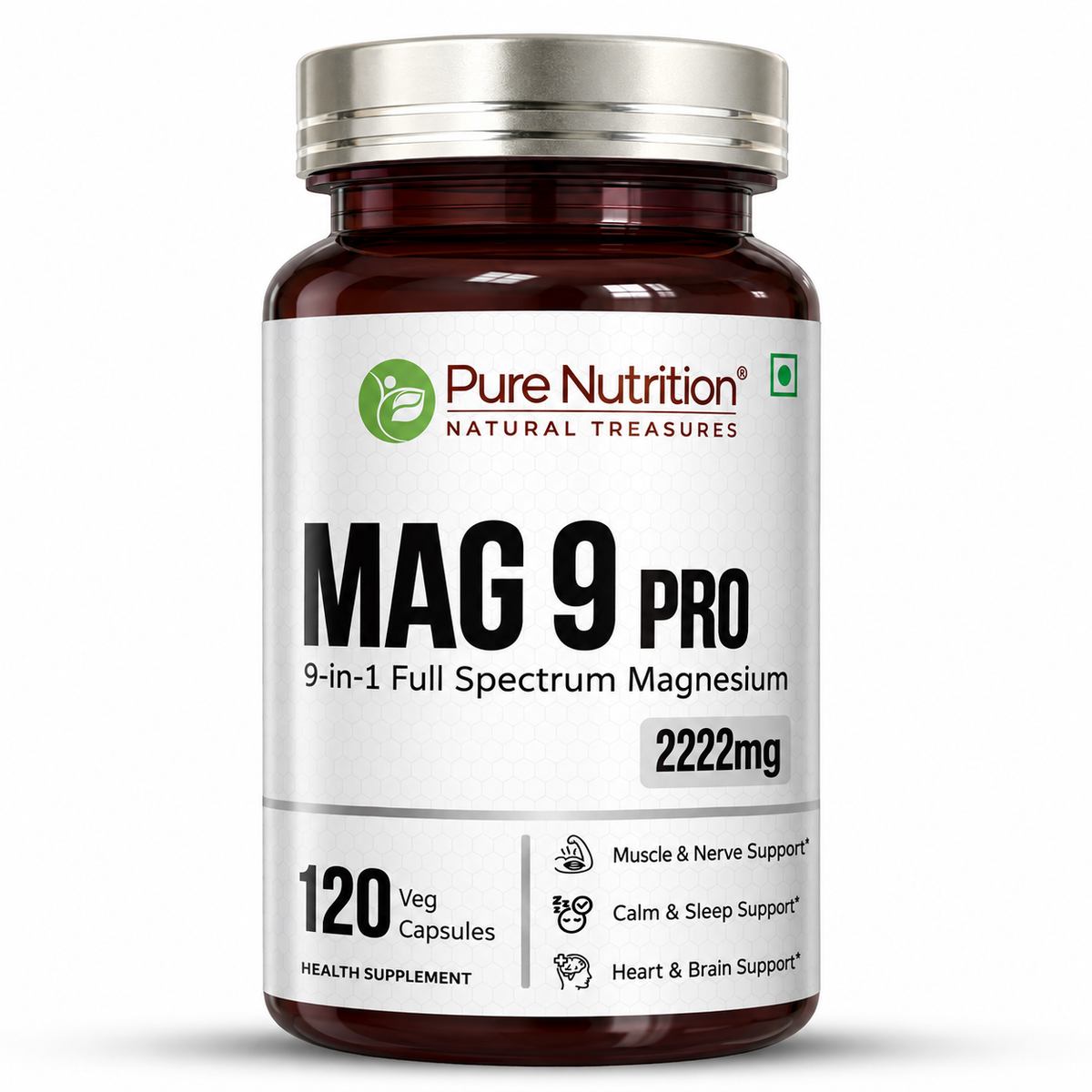 Mag 9 Pro 9-in-1 Full Spectrum Magnesium | 2222mg | 120 Veg Capsules