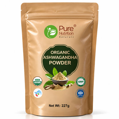 Organic Ashwagandha Powder - 227g | 100% Pure and Natural | Supports Stress Relief, Vitality, and Overall Wellness