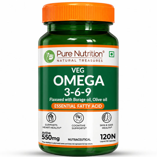 Veg Omega 3-6-9 Capsules  120 Count | Flaxseed & Sea Buckthorn