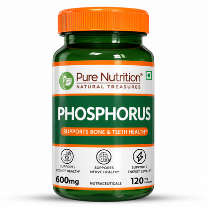 Phosphorus 600mg Veg Capsules  Bone, Energy Metabolism & Wellness | 120 Capsules