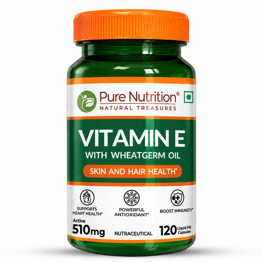 Vitamin E Capsules with Wheat Germ Oil  Skin, Hair & Heart Health | 120 Caps