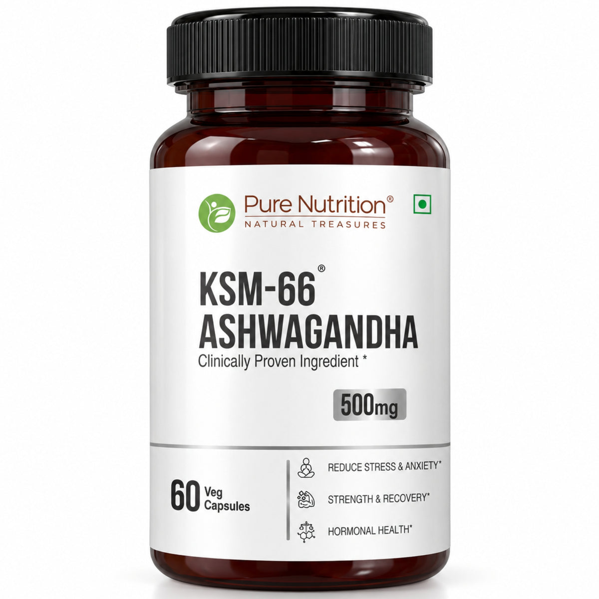 KSM-66 Ashwagandha 500mg  Standardized Root Extract | Stress & Vitality
