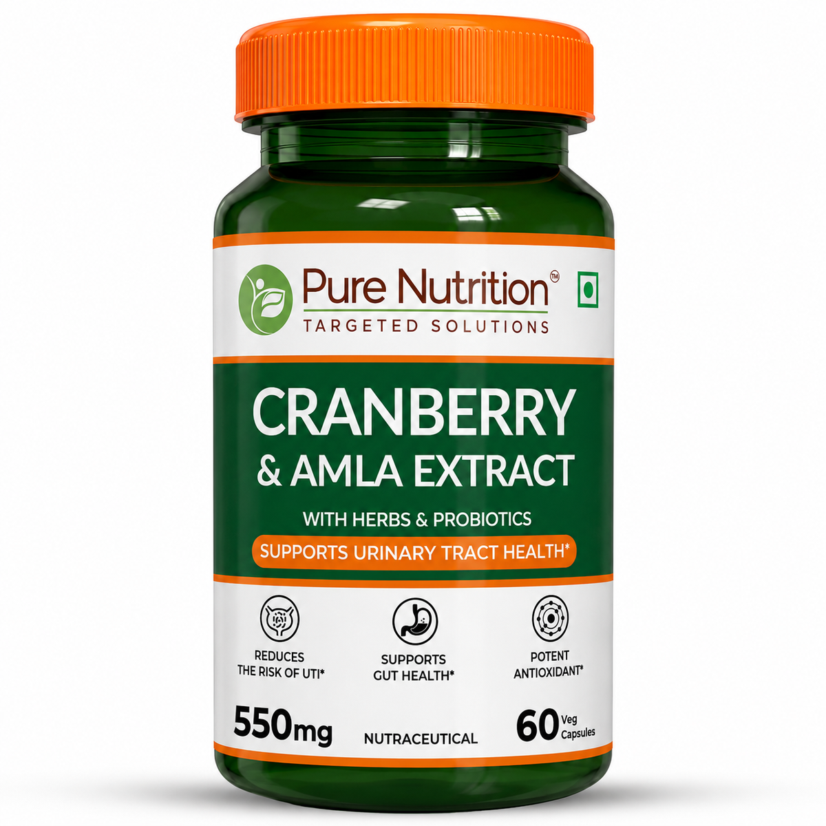 Cranberry and Amla Extract Capsules with Herbs & Probiotics 60 Veg Capsules