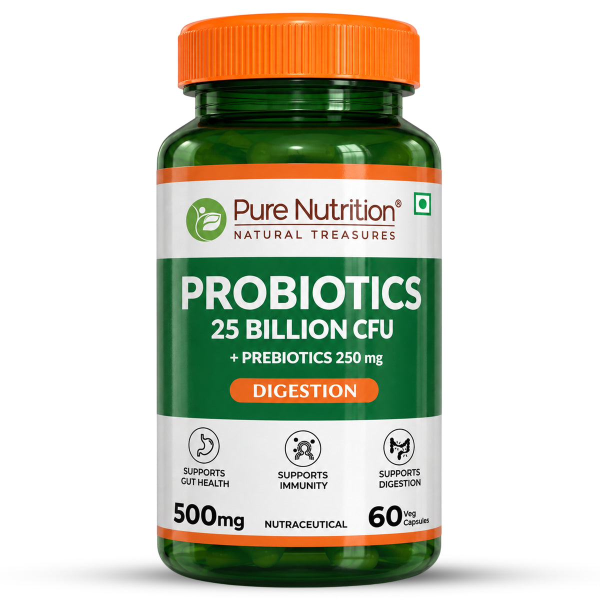 Probiotics 25 Billion CFU + Prebiotic 60 Veg Capsules | Gut & Immunity