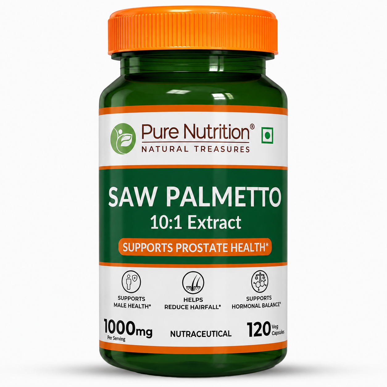 Saw Palmetto 10:1 Extract 1000mg | Supports Men's Health & Hormonal Balance | 120 Veg Capsules