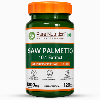 Saw Palmetto 10:1 Extract 1000mg | Supports Men's Health & Hormonal Balance | 120 Veg Capsules