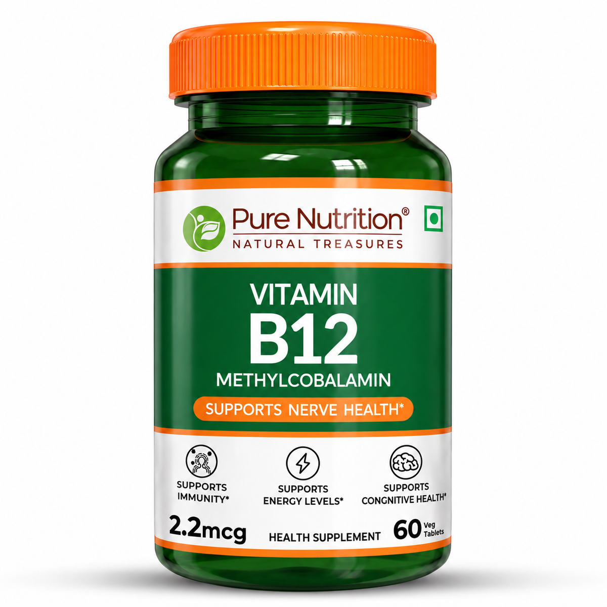 Vitamin B12 Methylcobalamin - 60 Vegetarian Tablets | Supports Energy and Overall Wellness for Men and Women