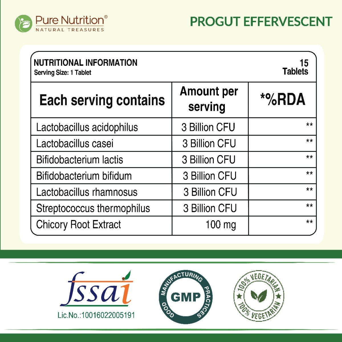 Pure Nutrition Progut Plus – 15 Effervescent Tablets