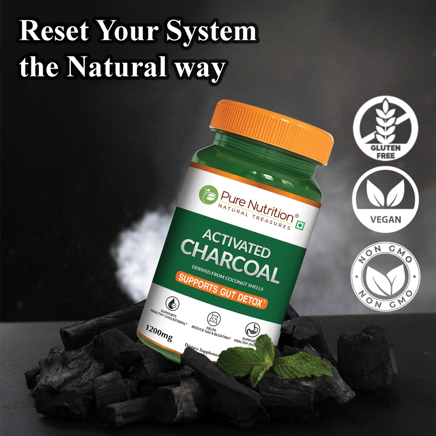 Activated Charcoal – 1200mg | Derived from Coconut Shells