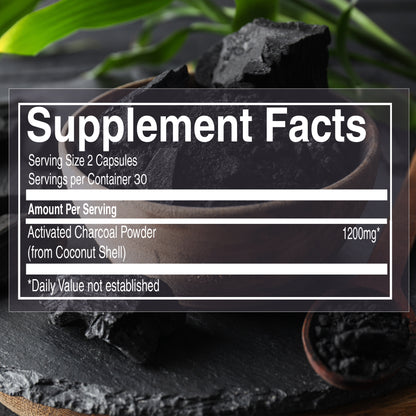 Activated Charcoal – 1200mg | Derived from Coconut Shells
