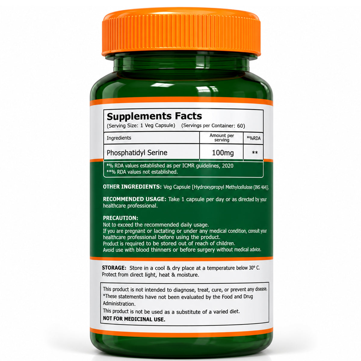 Phosphatidylserine 100 mg | Cognitive Wellness Support | 60 Capsules