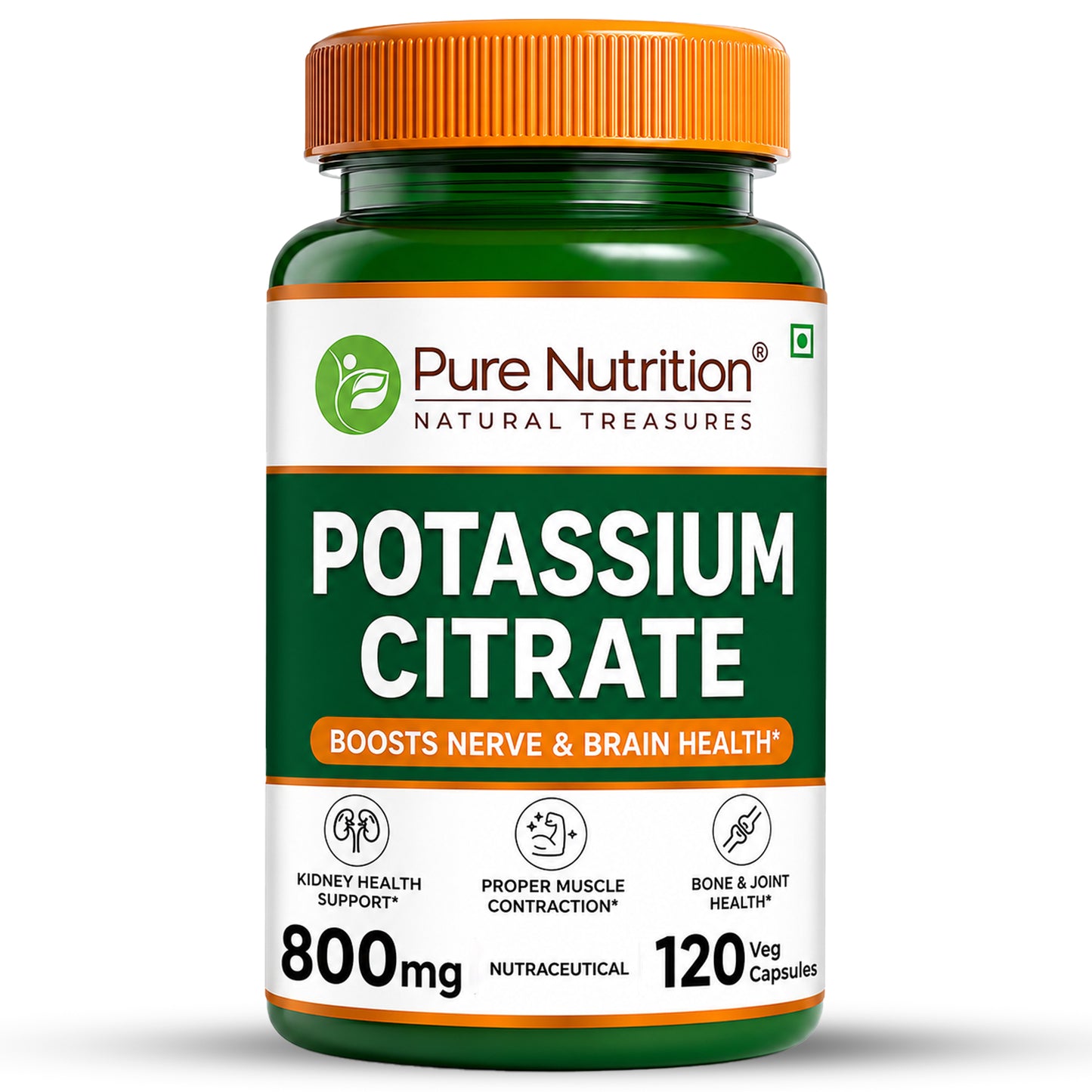 Potassium Citrate 800mg  Nerve, Kidney & Bone Health | 120 Veg Capsules