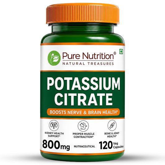 Potassium Citrate 800mg  Nerve, Kidney & Bone Health | 120 Veg Capsules