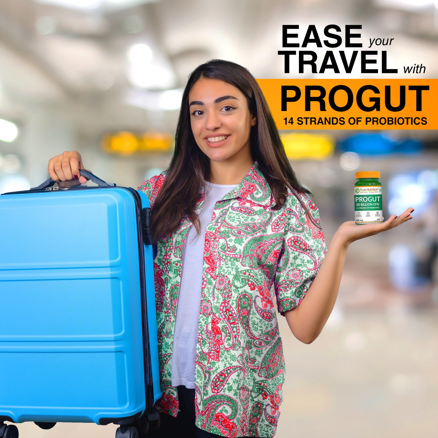 Progut 50 Billion CFU | Advanced Probiotic for Gut & Immune Health| 60 veg Capsules