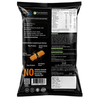Gainz & Grabs Protein Chips – Indian Masala | Peri Peri | 16g Protein | Multi-Source Plant Protein | 60g