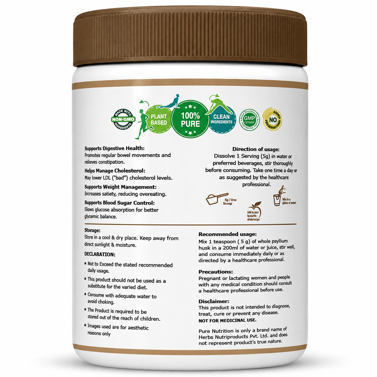 Psyllium Husk Isabgol Powder | Natural Fiber Supplement for Digestion & Regularity | 500g