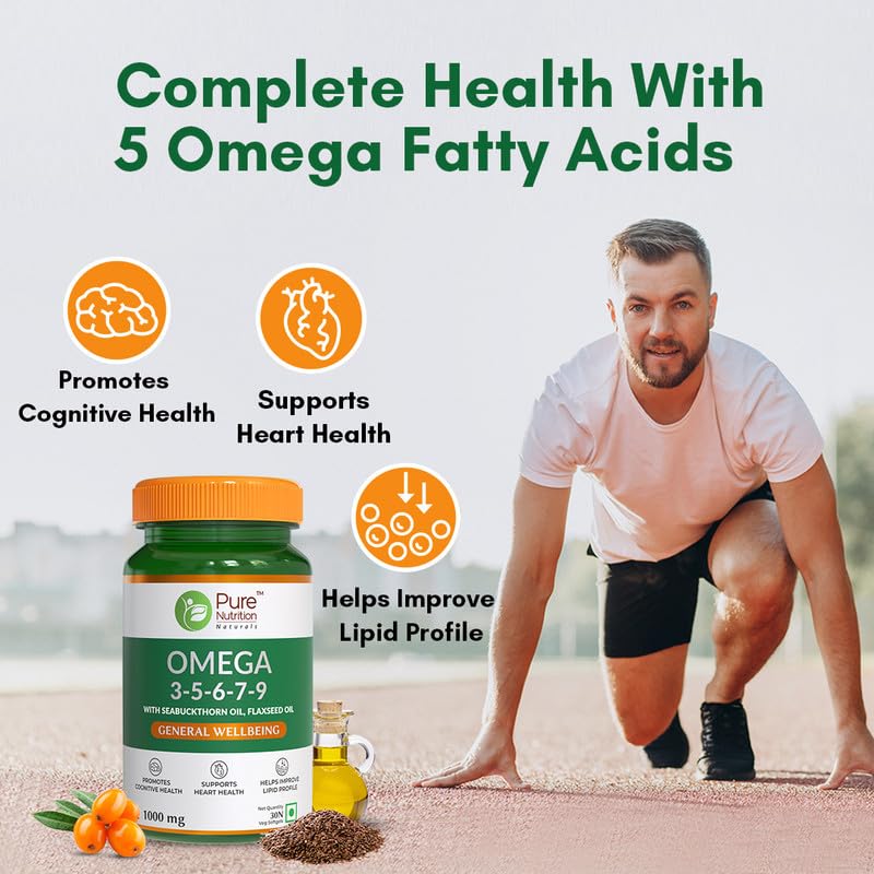 Pure Nutrition 3-5-6-7-9 Five Vegetarian Omega Fatty Acids for Good Health and Wellbeing