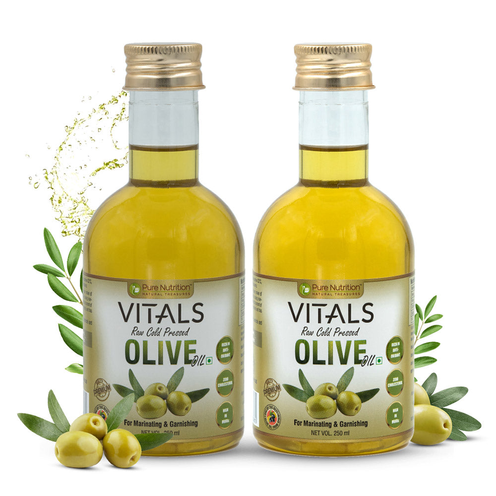 Pure Nutrition Vitals Raw Cold Pressed Olive Oil 500ml Pack of 2 (250ml x 2) 