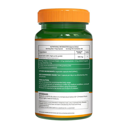 Quercetin 500mg – Antioxidant & Immune Support | 30 Veg Capsules