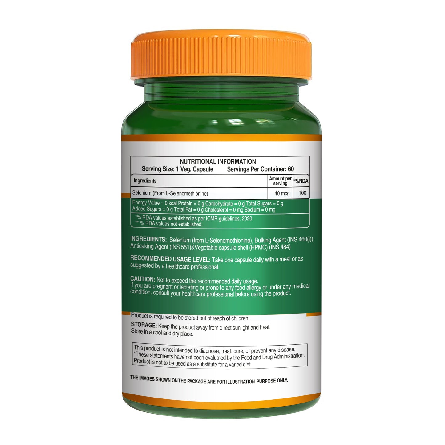 Selenium Supplement - 60 Veg Capsules | Supports Immune Function & Antioxidant Protection