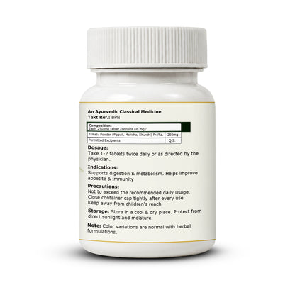 Pure Nutrition Trikatu Tablets | Ayurvedic Herbal Blend with Pippali, Maricha & Shunthi | Supports Digestion & Metabolism 