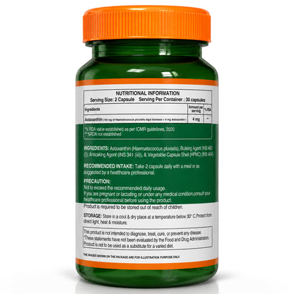 Astaxanthin 4mg Veg Capsules Eye, Skin & Muscle Health | Natural Antioxidant