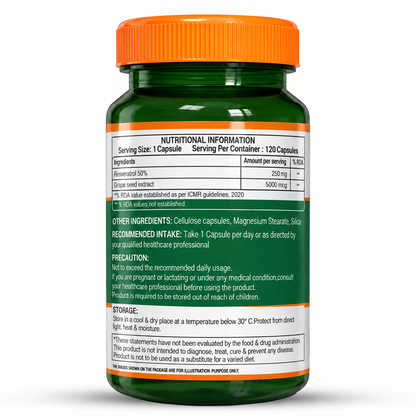 Resveratrol with Grape Seed Extract | Antioxidant Support  255mg