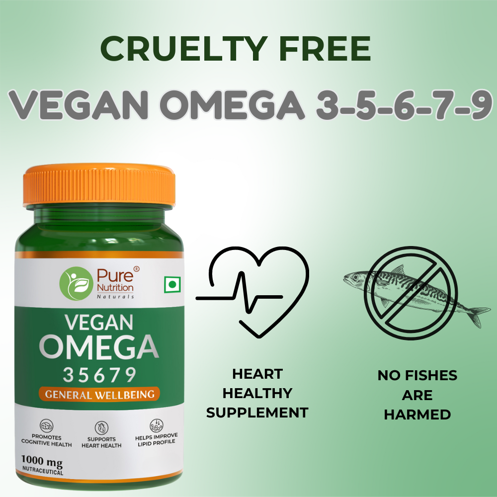 Omega 3-5-6-7-9 (1000mg) with Seabuckthorn Oil & Flaxseed Oil - 60 Veg Softgels