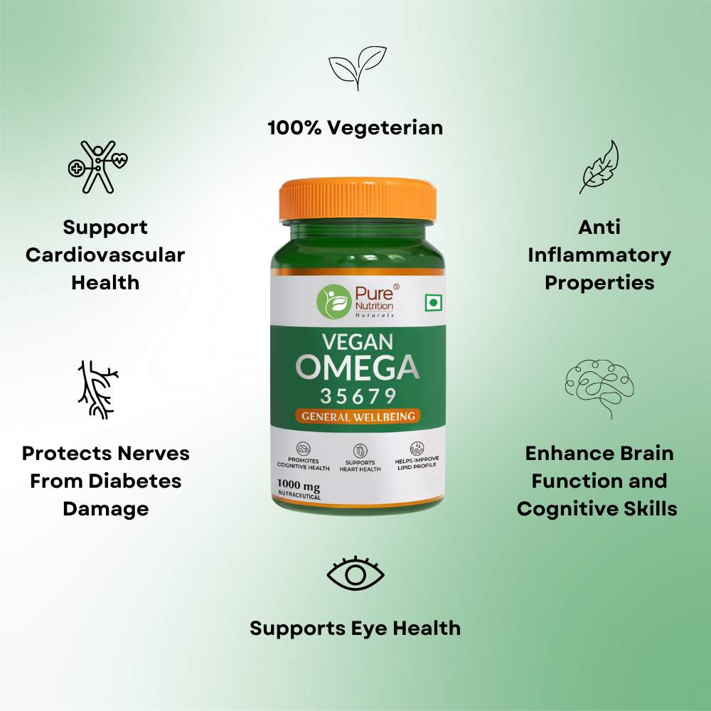 Omega 3-5-6-7-9 (1000mg) with Seabuckthorn Oil & Flaxseed Oil - 60 Veg Softgels