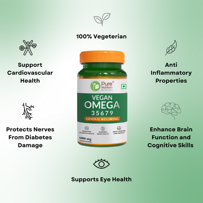 Omega 3-5-6-7-9 (1000mg) with Seabuckthorn Oil & Flaxseed Oil - 60 Veg Softgels