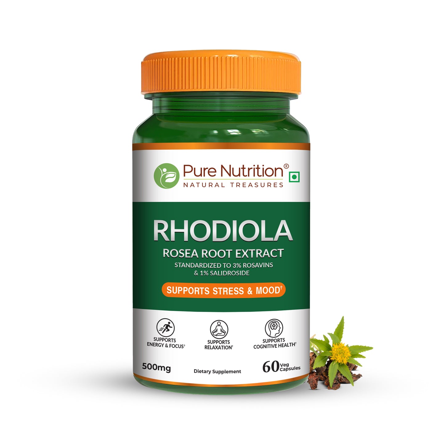 Pure Nutrition Rhodiola Rosea Root Extract – 500mg, 60 Veg Capsules
