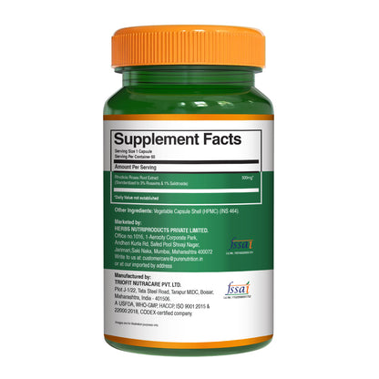 Pure Nutrition Rhodiola Rosea Root Extract – 500mg, 60 Veg Capsules