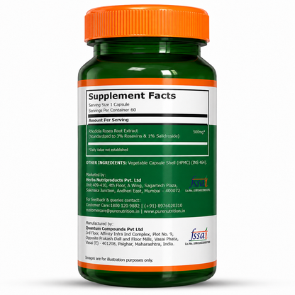 Rhodiola Rosea Root Extract – 500mg | 3% Rosavins | Stress & Energy Support