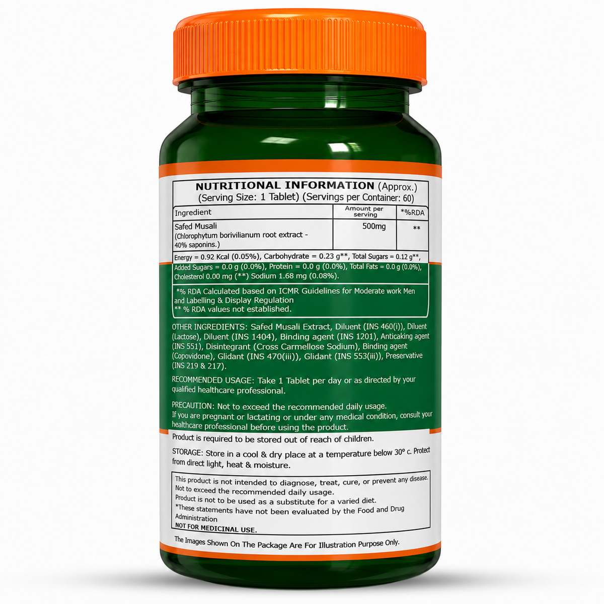 Safed Musli Capsules  Ayurvedic Vitality & Energy Supplement | 60 Veg Tablets