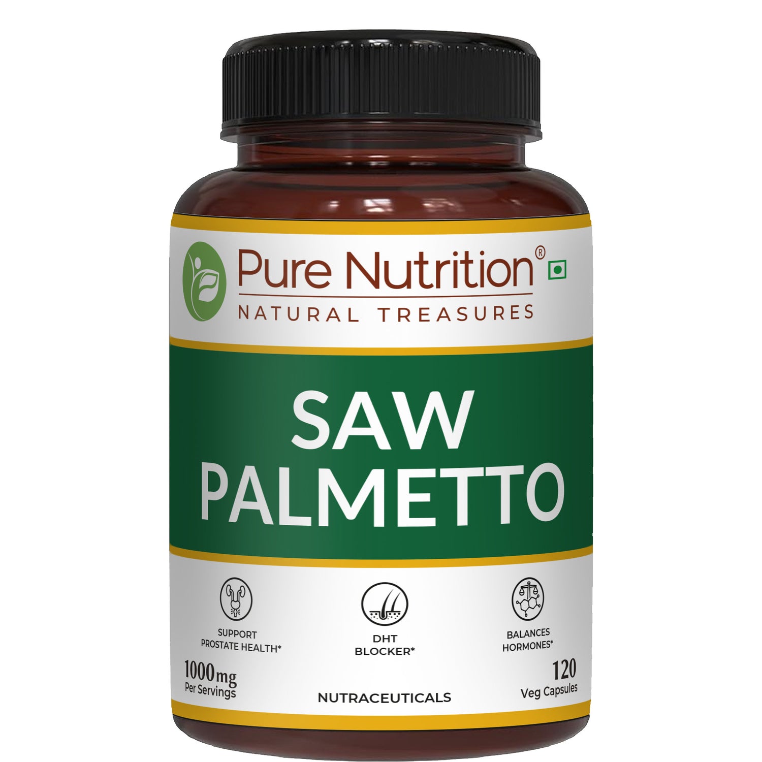 Saw Palmetto Supplement - 120 Veg Capsules | Supports Prostate Health, Hair Growth, and Urinary Function