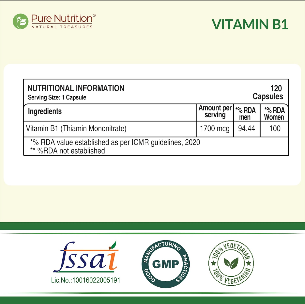 Pure Nutrition Vitamin B1
