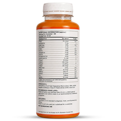 Sea Buckthorn Juice 500ml | Omega 3, 6, 7 & 9 | Daily Wellness Support | 500ML
