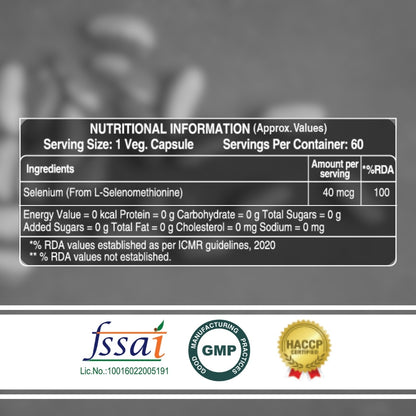 Selenium Supplement – 60 Veg Capsules for Immunity & Wellness