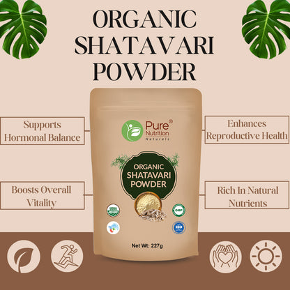 Organic Shatavari Powder - 227g | 100% Pure and Natural | Supports Hormonal Balance, Digestion, and Women's Wellness