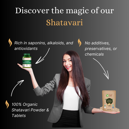 Pure Nutrition Shatavari Powder (227g) + Shatavari Tablets (120 Tablets) | Herbal Wellness Combo