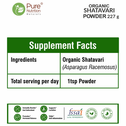 Pure Nutrition Shatavari Powder (227g) + Shatavari Tablets (120 Tablets) | Herbal Wellness Combo