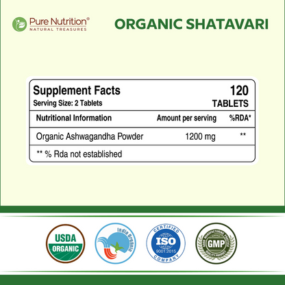 Pure Nutrition Shatavari Powder (227g) + Shatavari Tablets (120 Tablets) | Herbal Wellness Combo