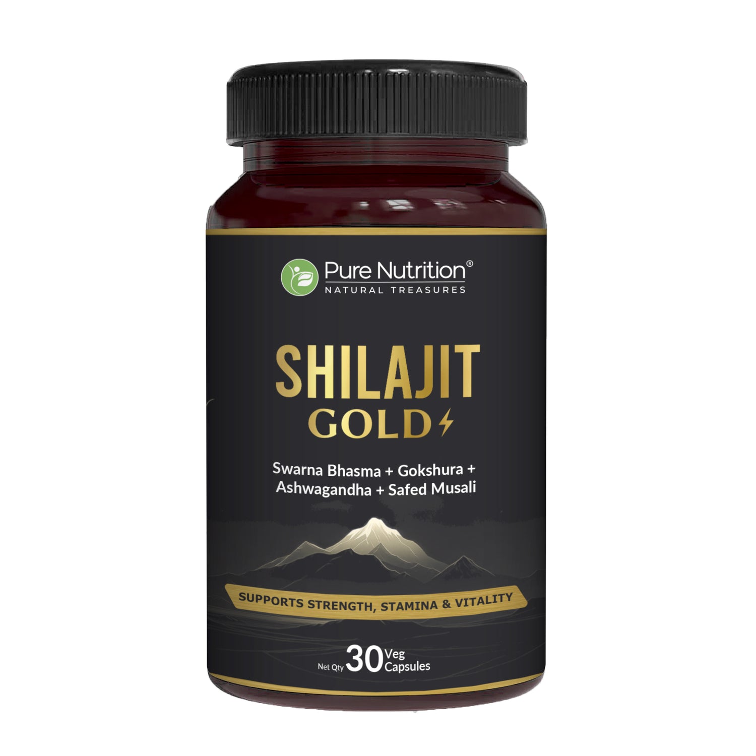 Shilajit Gold with Gokhru, Ashwagandha, Safed Musali, and Shatavari -Capsules | Supports Vitality and Wellness