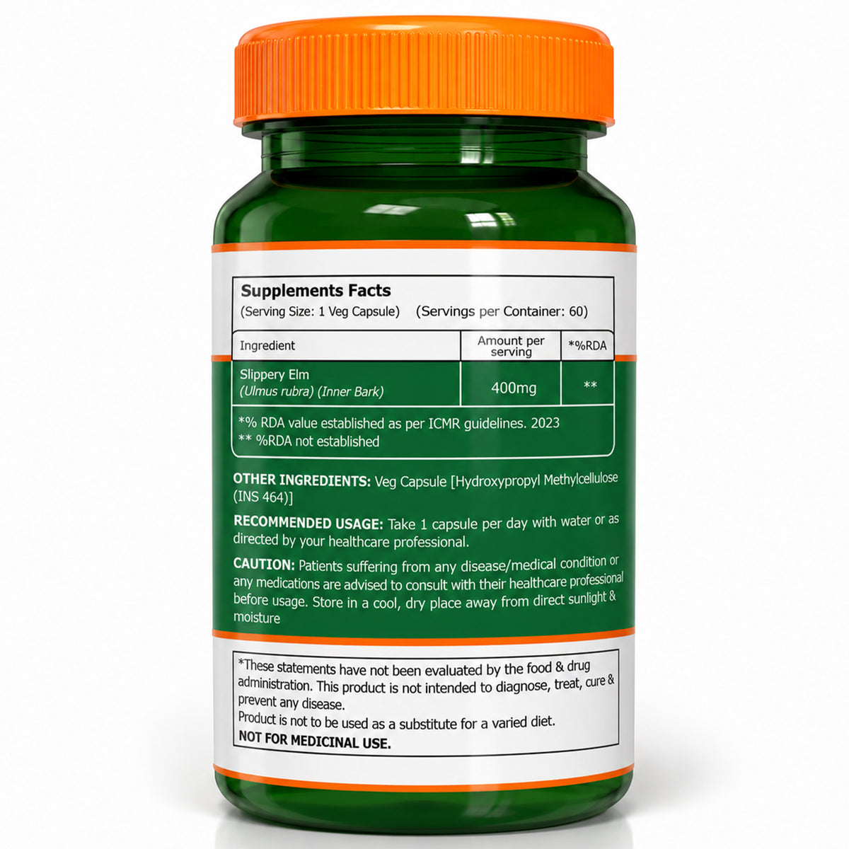 Slippery Elm 400 mg | 60 Vegetarian Capsules