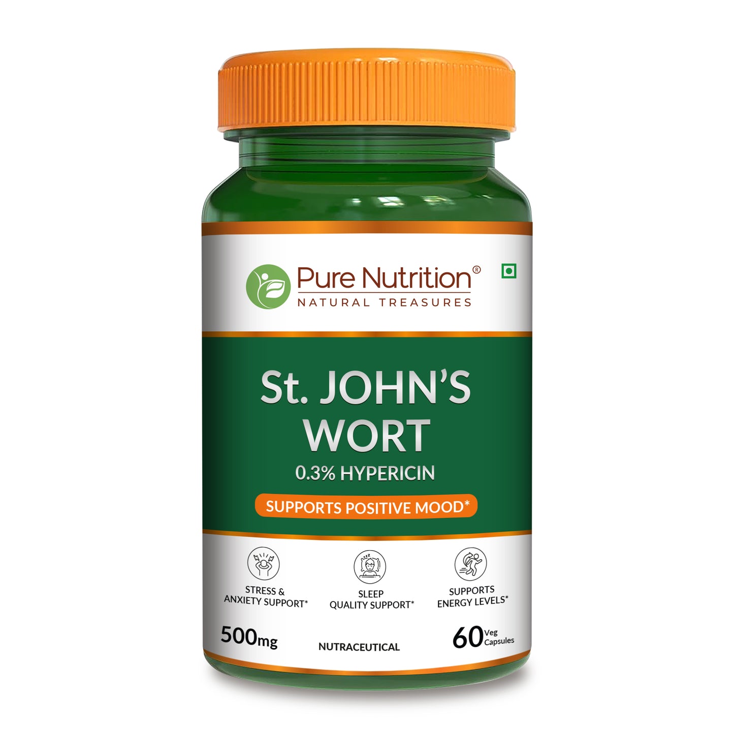 St. John’s Wort 500mg Capsules | Standardized to 0.3% Hypericin | Herbal Wellness Supplement
