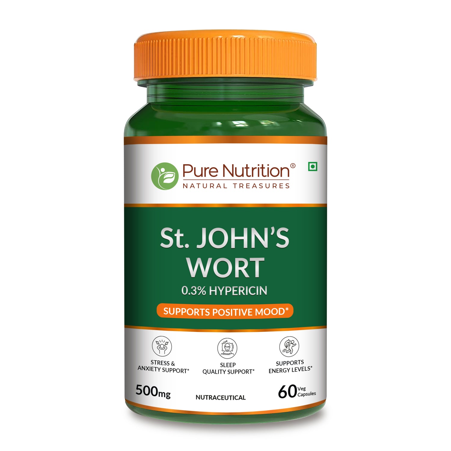 St. John’s Wort 500mg Capsules | Standardized to 0.3% Hypericin | Herbal Wellness Supplement