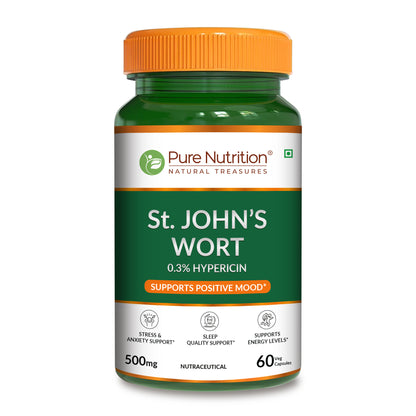 St. John’s Wort 500mg Capsules | Standardized to 0.3% Hypericin | Herbal Wellness Supplement