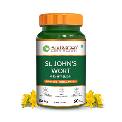 St. John’s Wort 500mg Capsules | Standardized to 0.3% Hypericin | Herbal Wellness Supplement